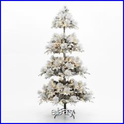 7.5 ft. Pre-Lit Flocked Slender Pine Artificial Christmas Tree