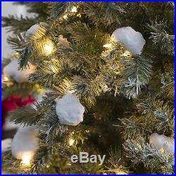 7.5 ft. Pre-lit Flocked Monteray Pine Christmas Tree with Snow Clumps by