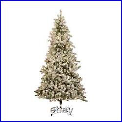 7.5-ft Pre-lit Traditional Flocked Christmas Tree Dual Lights Holiday Living NIB