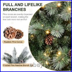 7.5 ft Prelit Artificial Christmas Tree Snow Tips With 450 Lights 92 Pinecones