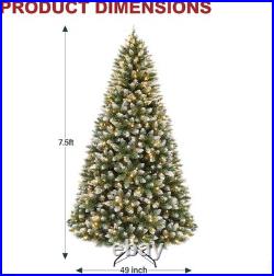 7.5 ft Prelit Christmas Tree, Artificial Christmas Tree with 350 Warm ...