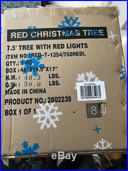 7.5 ft Treetopia RED Artificial Christmas Tree with Red Mini Lights