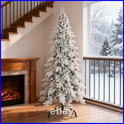 7.5 ft Unlit Flocked Pencil Spruce Artificial Christmas Tree with 40 Pine Cone 7.5 ft Unlit Flocked Pencil Spruce Artificial Christmas Tree with 40 Pine Cone