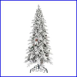 7.5 ft Unlit Flocked Pencil Spruce Artificial Christmas Tree with 40 Pine Cone 7.5 ft Unlit Flocked Pencil Spruce Artificial Christmas Tree with 40 Pine Cone