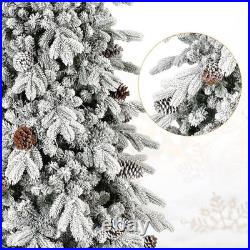 7.5 ft Unlit Flocked Pencil Spruce Artificial Christmas Tree with 40 Pine Cone 7.5 ft Unlit Flocked Pencil Spruce Artificial Christmas Tree with 40 Pine Cone