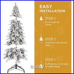 7.5 ft Unlit Flocked Pencil Spruce Artificial Christmas Tree with 40 Pine Cone 7.5 ft Unlit Flocked Pencil Spruce Artificial Christmas Tree with 40 Pine Cone