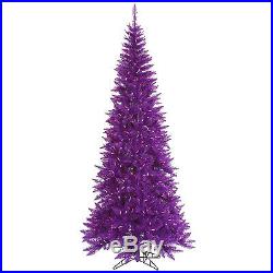 7.5′ ft x 40 Purple Slim Artificial Holiday Christmas Tree withMulti-Color Lights