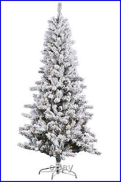 7.5' x 46 Flocked Slim Pine Holiday & Christmas Tree withClear Lights