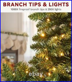 7.5ft Artificial Balsam Fir Christmas Tree Pre-Lit with Warm LED Lights