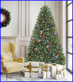 7.5ft Artificial Balsam Fir Christmas Tree Pre-Lit with Warm LED Lights