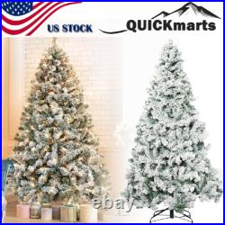 7.5ft Artificial Christmas Tree Prelit Xmas Snow Flocked LED Light Holiday Decor