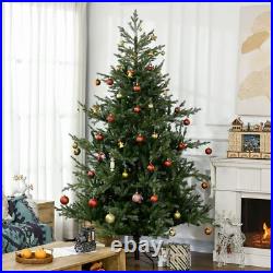 7.5ft Artificial Wide Christmas Tree Holiday Décor with Easy-to-Shape Branches