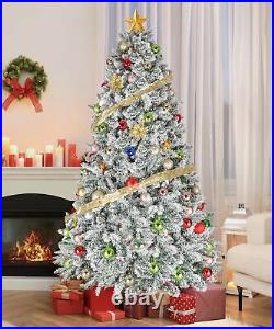 7.5ft Christmas Trees Pre-Decorated Snow Flocked Xmas Tree with 1446 Tips 65 Berri
