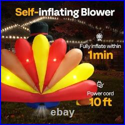 7.5ft Long Thanksgiving Inflatable LED Lighted Turkey with Chick Blow up Outd