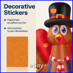 7.5ft Long Thanksgiving Inflatable LED Lighted Turkey with Chick Blow up Outd