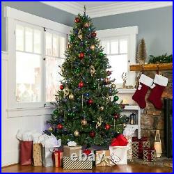 7.5ft Pre-Lit Fir Hinged Artificial Christmas Tree 700 MultiColor LED 7 Sequence