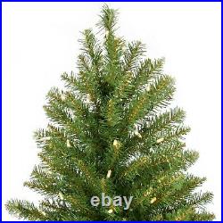 7.5ft Pre-Lit Fir Hinged Artificial Christmas Tree 700 MultiColor LED 7 Sequence