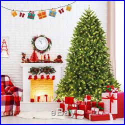 7.5ft Pre-lit PVC Christmas Fir Tree Hinged 8 Flash Modes 700 LED Lights