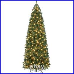 7.5ft Pre-lit Pencil Christmas Tree With 350 Warm White Lights New Slim Design
