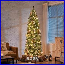 7.5ft Pre-lit Pencil Christmas Tree With 350 Warm White Lights New Slim Design