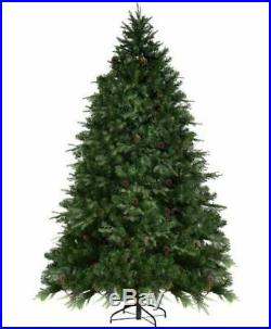 7.5ft Prelit Christmas Tree Realistic Thick Hinged Pine Cones LED Lights & Stand