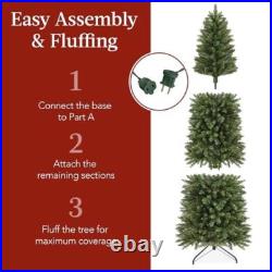 7.5ft Prelit Pencil Christmas Tree Lifelike Spruce Holiday Decor Easy Assembly
