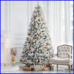 7.5ft Premium Snow Flocked Hinged Artificial Christmas Tree Unlit with Metal