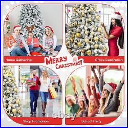 7.5ft Premium Snow Flocked Hinged Artificial Christmas Tree Unlit with Stand