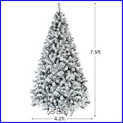 7.5ft Premium Snow Flocked Hinged Artificial Christmas Unlit with Metal Stand