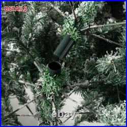 7.5ft Snow Flocked Christmas Tree Pre-Lit White Artificial Fake Hinged LED Light