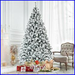 7.5ft Snow Flocked Christmas Tree with Stand Snowy White Xmas Artificial Decor