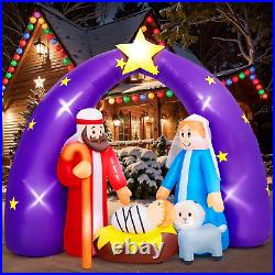 7.6 Ft Christmas Inflatable Decorations with Nativity Scene, Outdoor Decoration