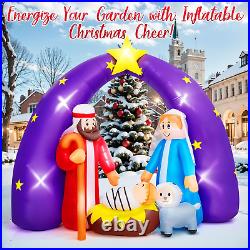 7.6 Ft Christmas Inflatable Decorations with Nativity Scene, Outdoor Decoration