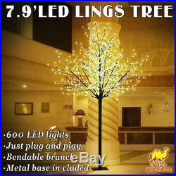 7.9FT 600 LED Light Tree Cherry Blossom Flower Tree Home Garden Christmas Decor