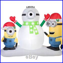 7′ Airblown Inflatable Minions Building a Snowman Christmas Outdoor Yard Decor