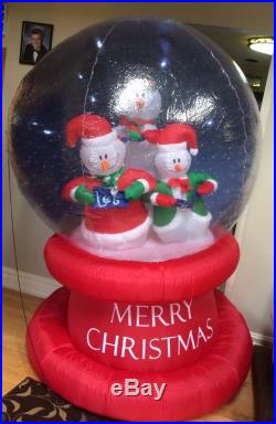 7' CHRISTMAS SNOWMAN FAMILY MERRY CHRISTMAS GLOBE With LIGHTS AIRBLOWN INFLATABLE