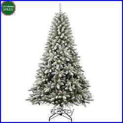 7' Colorado Flocked Pine Christmas Tree with 600 Clear Lights & Stand Xmas Decor