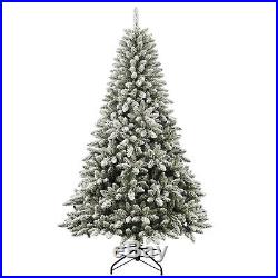 7' Colorado Flocked Pine Christmas Tree with 600 Clear Lights Xmas Holiday Stand