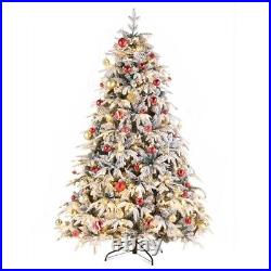 7 FT Green Artificial Christmas Tree with 1687 Branches 450 Lights Holiday Party
