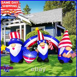 7 FT Independence Day Inflatable 3 Gnomes with Archway Decorations Patriotic 4Th