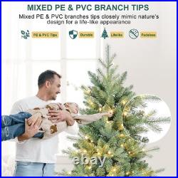 7 FT Prelit Artificial Skinny Christmas Tree with1552 PE&PVC Branch Tips 400 Light