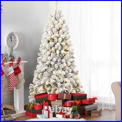 7 FT Prelit Snow Flocked Artificial Christmas Tree With 400 Warm White Light