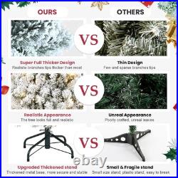 7 FT Prelit Snow Flocked Artificial Christmas Tree With 400 Warm White Light