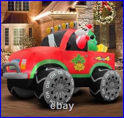 7 FT Santa in Truck Christmas Inflatables Outdoor Decorations