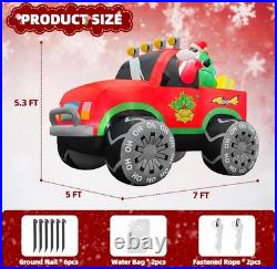 7 FT Santa in Truck Christmas Inflatables Outdoor Decorations