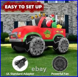 7 FT Santa in Truck Christmas Inflatables Outdoor Decorations