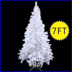 7 FT Tall Artificial Christmas Tree and Metal Stand Base XMAS Fake TREES White