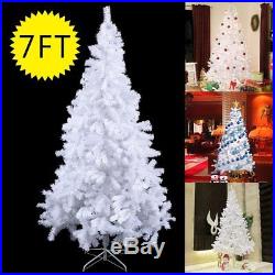 7 FT Tall Artificial Christmas Tree and Metal Stand Base XMAS Fake TREES White