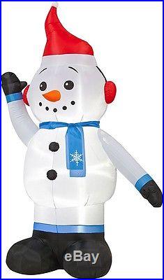 7-Foot Gemmy Inflatable Snowman With Earmuffs Outdoor Christmas Yard Decoration