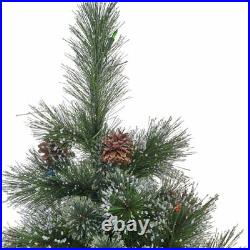 7 Foot Green Snowy Clear Lit Artificial Cashmere Pine Christmas Tree Holidays